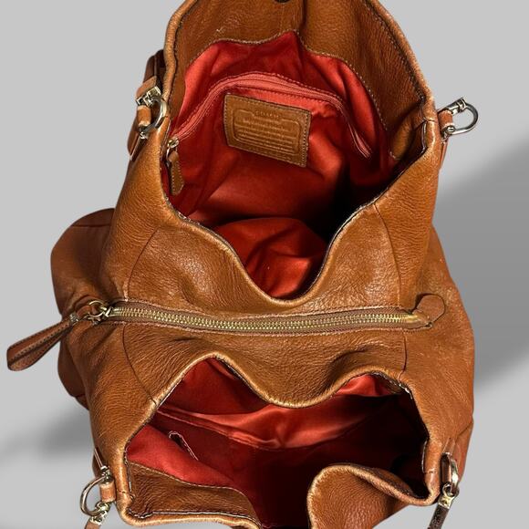 Vintage Coach Large Brown Pebbled Leather Shoulder Hobo Bag – Slouchy Tote Style - Picture 5 of 9